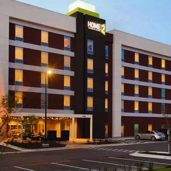 front view of a Home2 Suites hotel