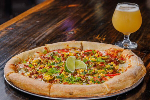 pizza and beer form 600 degrees pizza