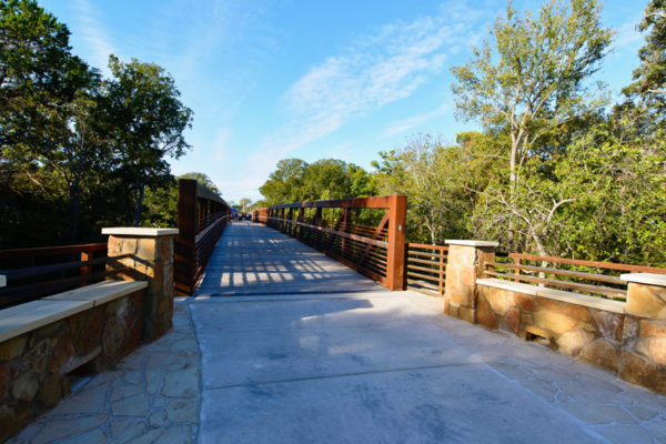 View of Round Rock's Brushy Creek Trail east entrance