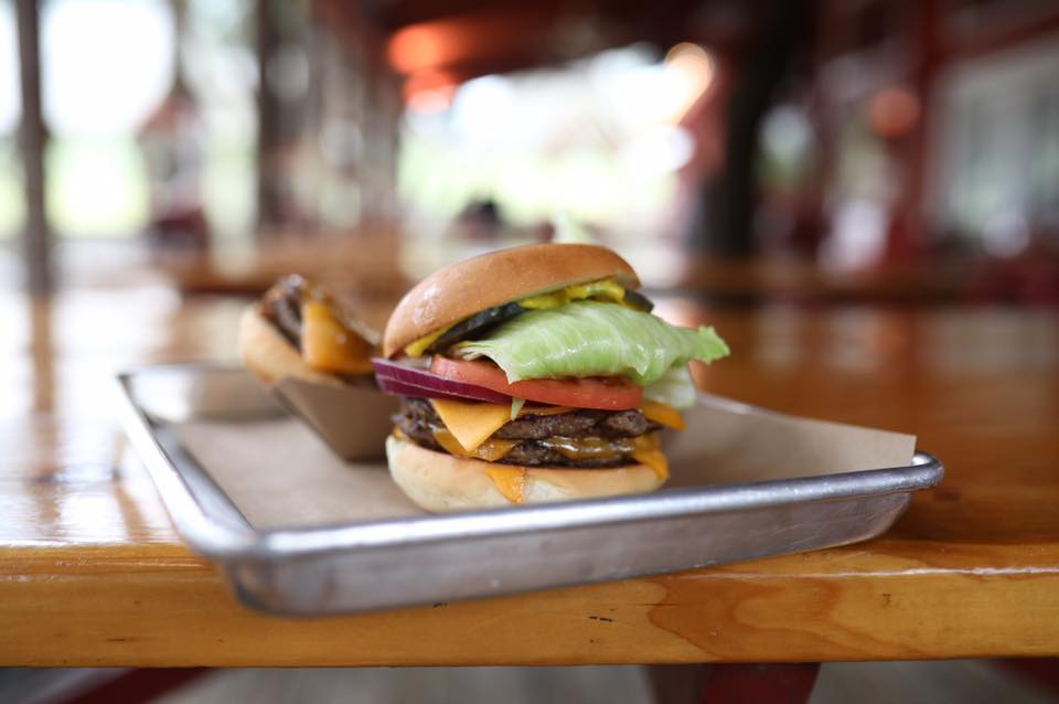 Photo of a hamburger at Hat Creek Burger Company in Round Rock Texas