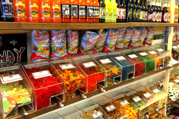 Candy Shop shelves with candy products