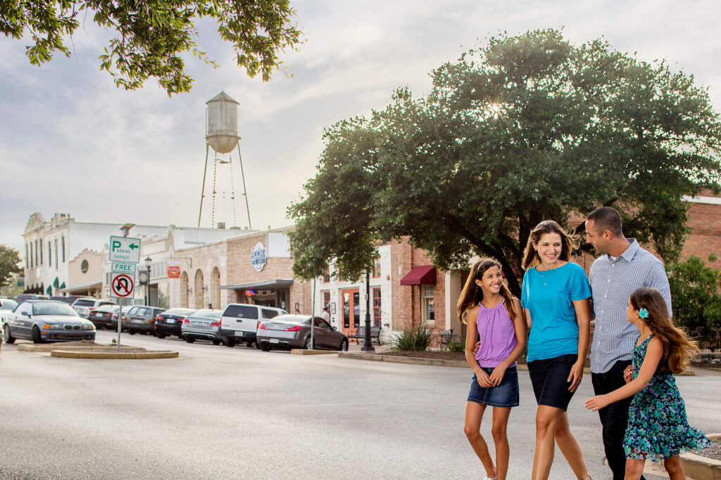 Round RockFamily crossing street