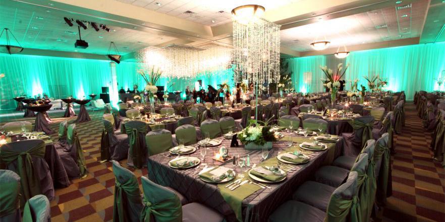 Ballroom with wedding decor, chairs and tables at Kalahari Resorts and Conventions