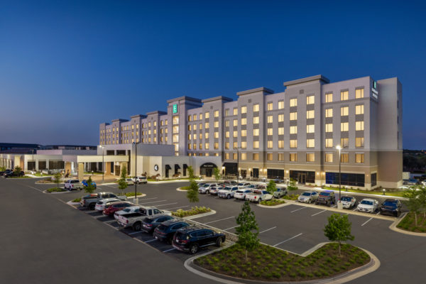 Front exterior view of Embassy Suites hotel