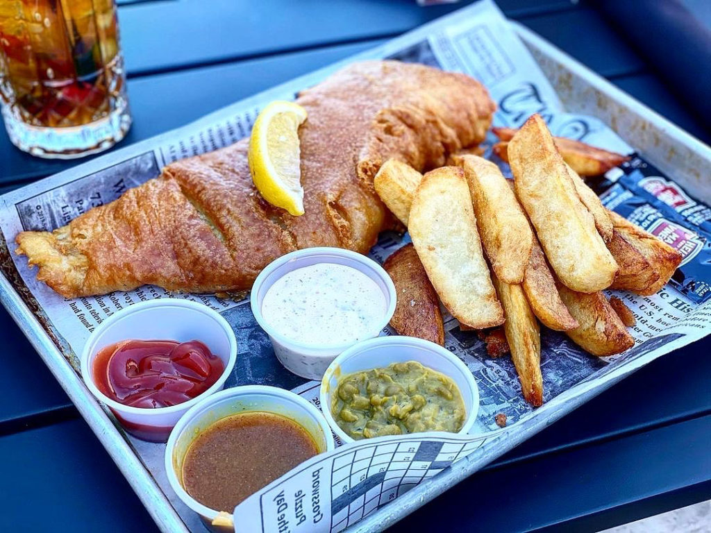 Photo of fish and chips. 