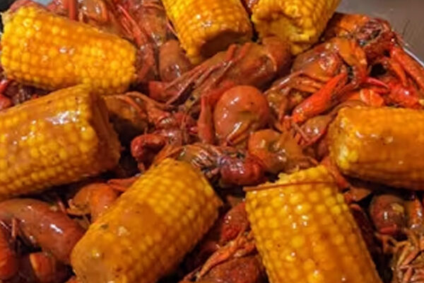 Crawfish and corn platter