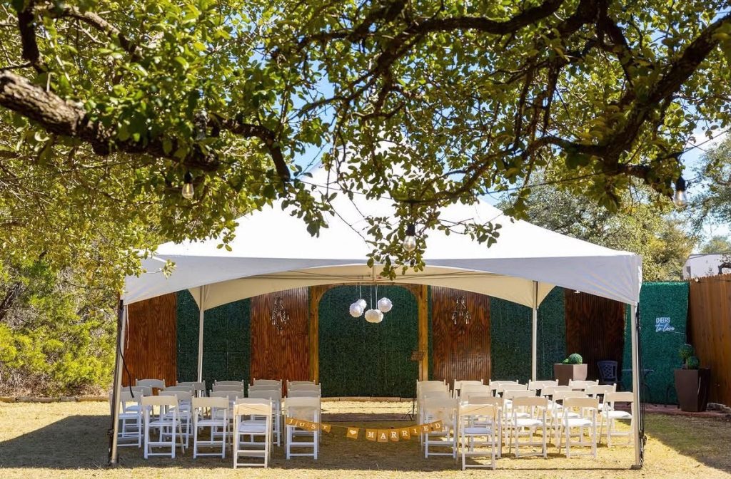 The Texas Hall outdoor ceremony setup