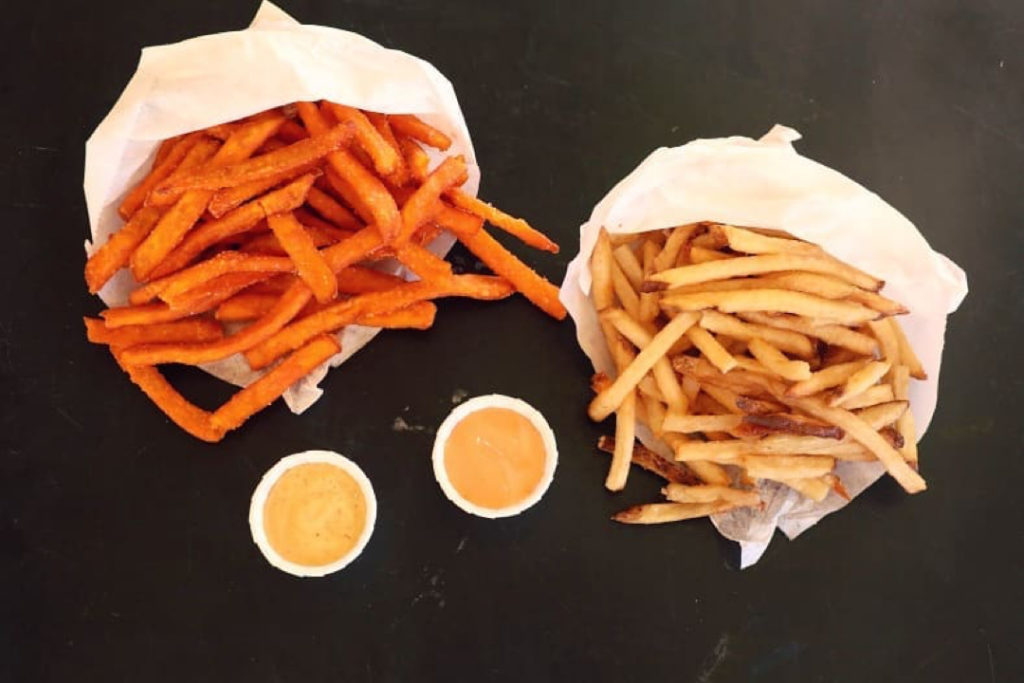 Photo of sweet potato and French fries. 