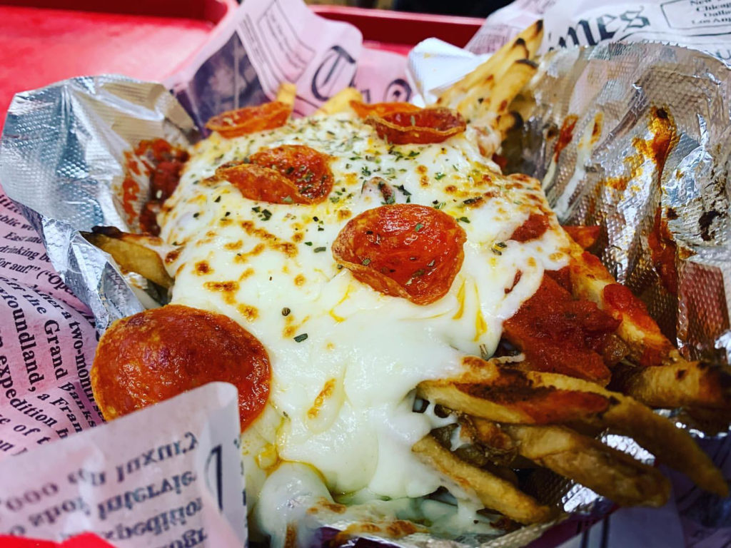 Photo of pizza fries. 