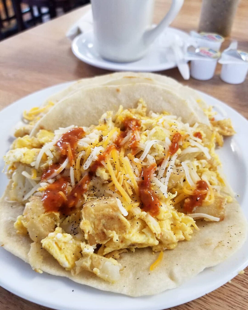 Photo of breakfast taco. 