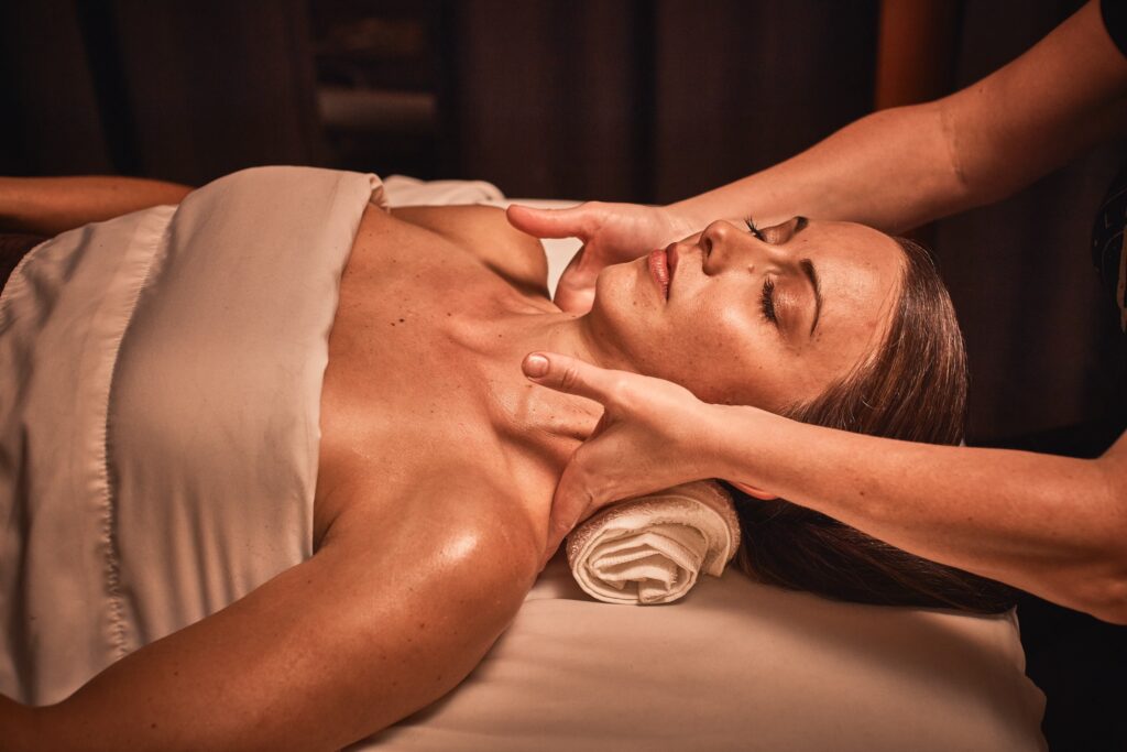 A women getting a massage at a spa