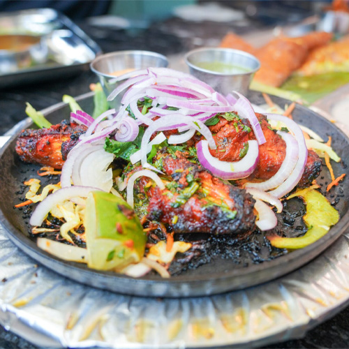 Indian food on plate at resturant