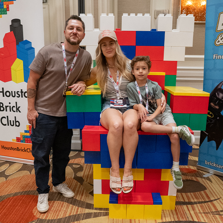 Family picture in a lego chair